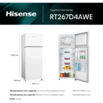 2 Puertas Hisense RT267D4AWE 206L Blanco Frigorífico - Imagen 9