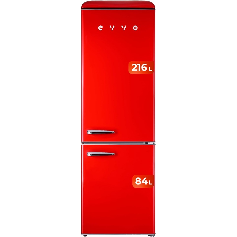 1UCGDTQEqs EVVO F55 216L 84L Clase E Rojo Frigorífico Combi - Imagen 1