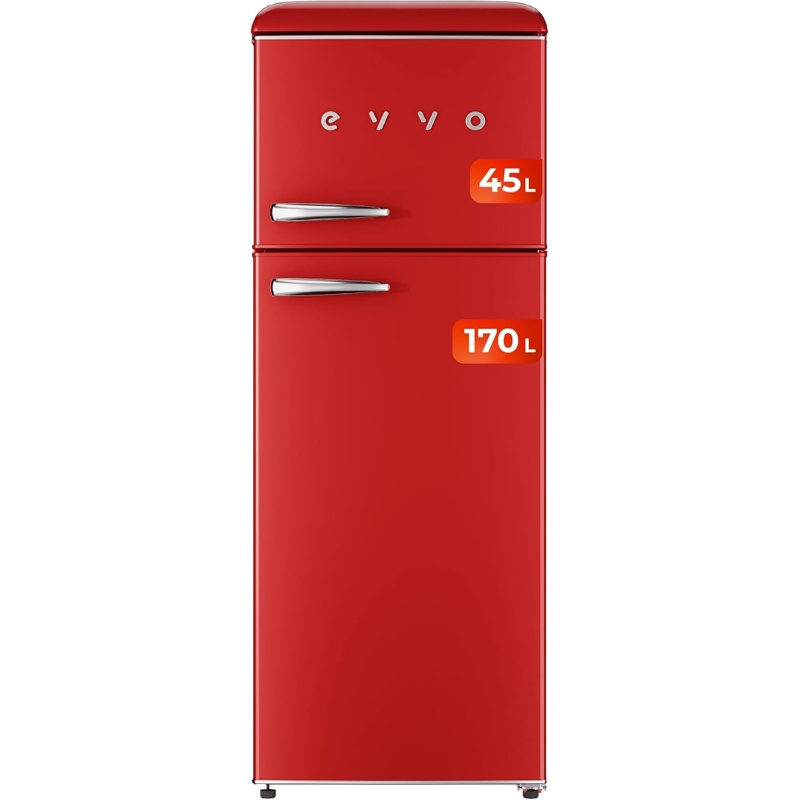 RFDh1wdCeW EVVO F45 170L 45L Clase E Rojo Frigorífico Dos Puertas - Imagen 1